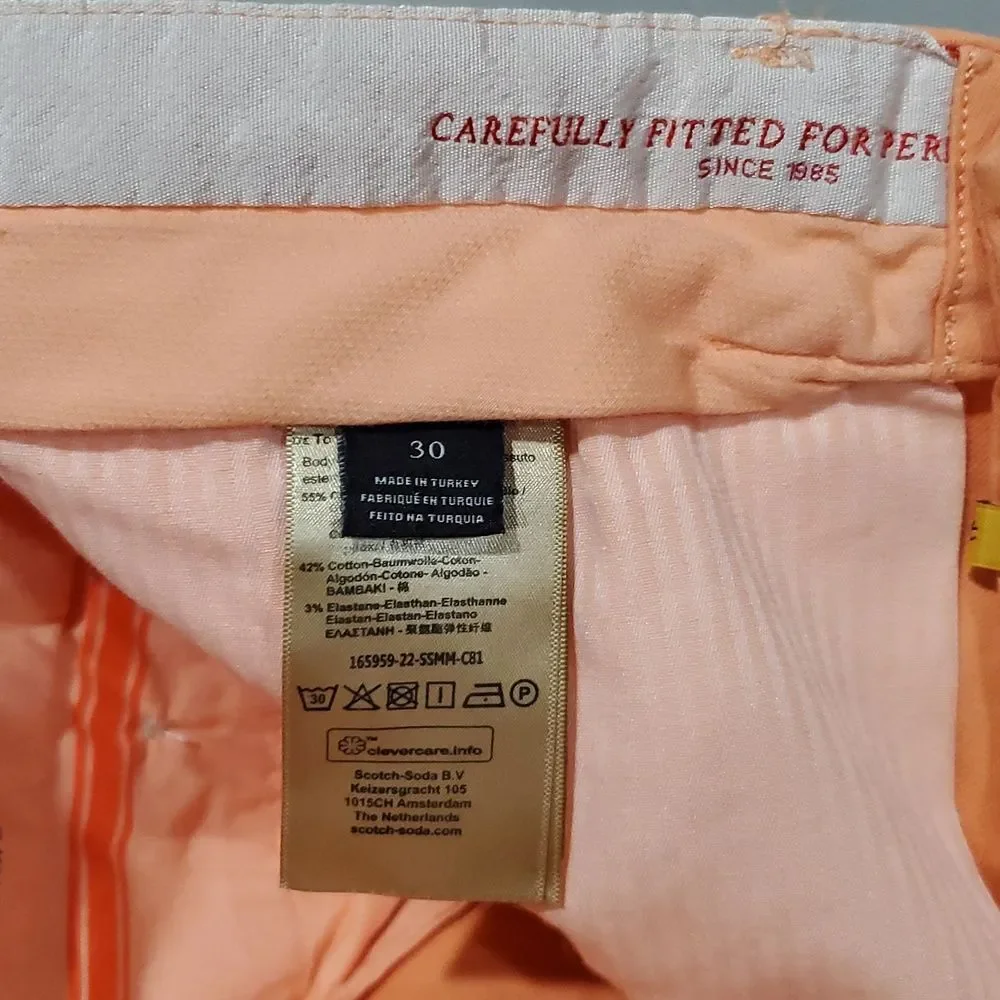 Scotch & Soda Men's Bright Peach Stuart Shorts Size 30 X 9 in Inseam